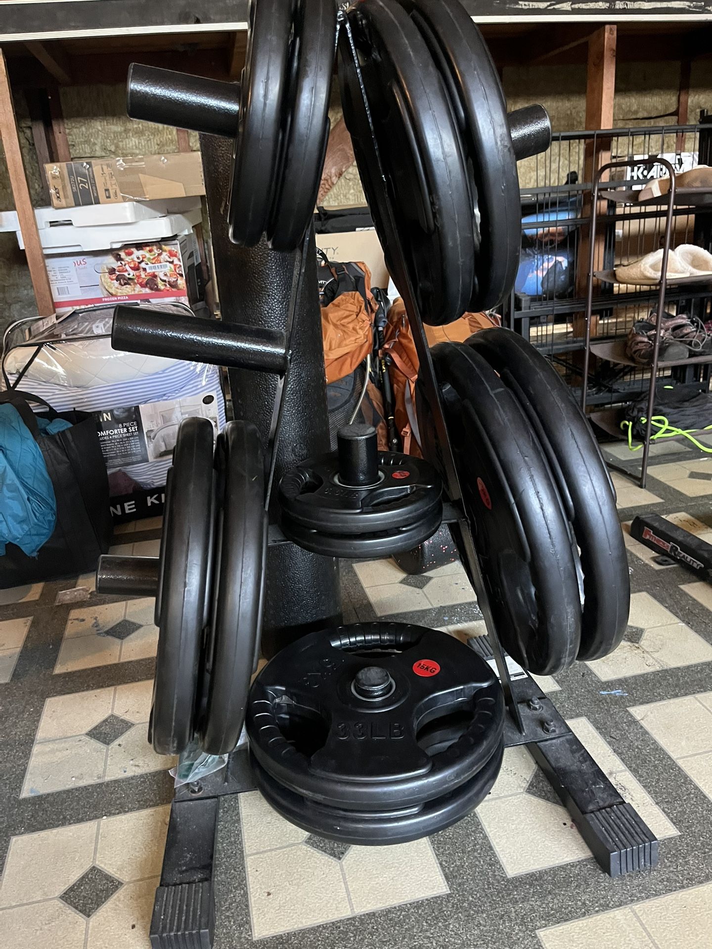 Barbell Plate Set With Rack