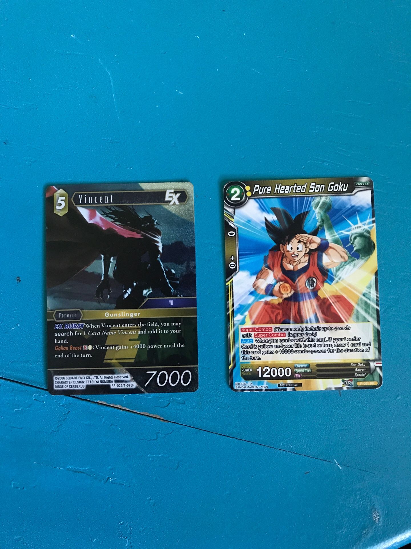 Vincent Final Fantasy Foil Ex Card and Pure Hearted Son Goku