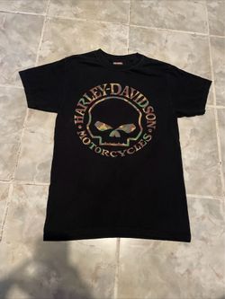 Harley-Davidson Motorcycles Glendale California Camo Skull T-Shirt SZ S