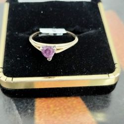 Gold Purple Gem Stone Ring