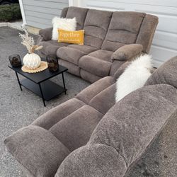 Espresso Gray Ashley Recliner Set! 