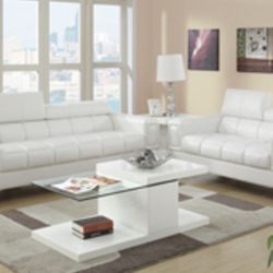 Gorgeous White Colored 2 piece Sofa and Loveseat Set