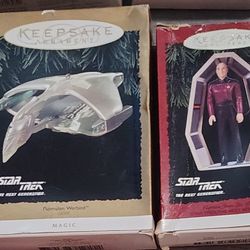“Hallmark Star Trek Ornament Lot Enterprise NX-01 Delta Flyer Romulan Warbird Picard”