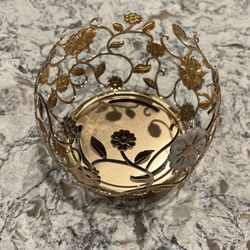Golden Floral Candle Holder