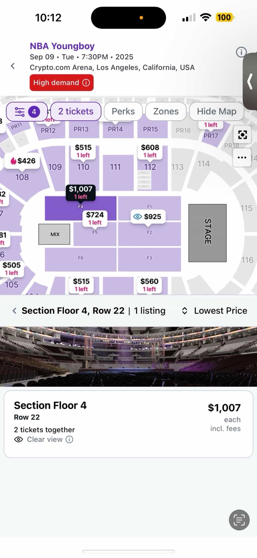 NBA YOUNBOY CONCERT TICKT FLOOR SEAT 