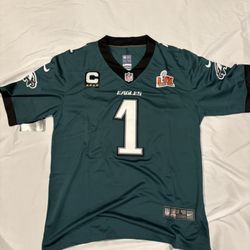 Jalen hurts SB59 jersey, large, Midnight Green