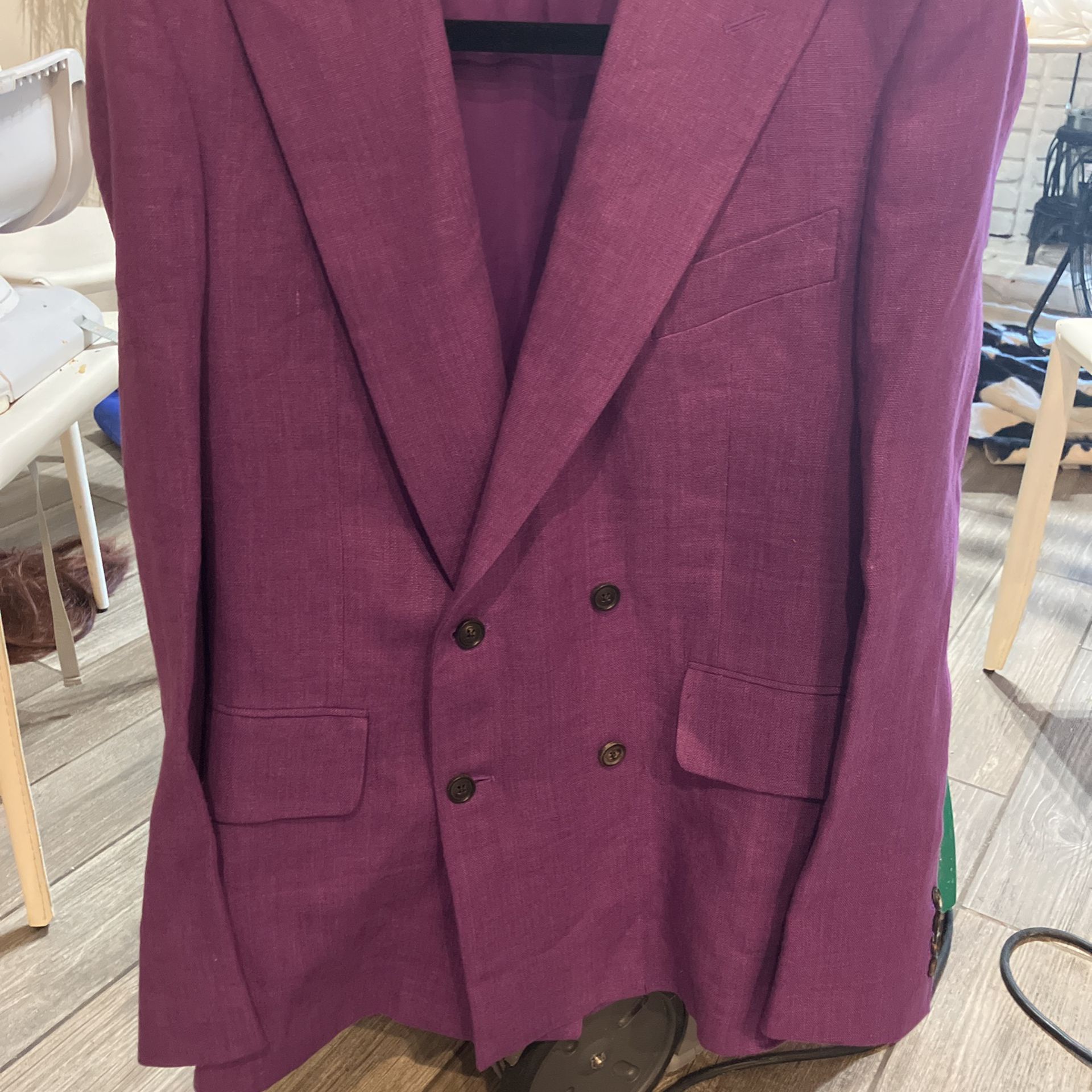 Bode Purple Linen Suit And Dress Shirt