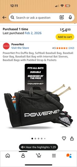 Brand new! Powernet Pro Baseball/Softball Gear Duffle
