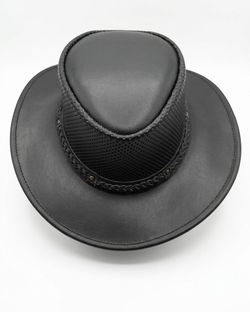 The Breezeway Black Leather Cowboy Hat – Vented Outback Style
