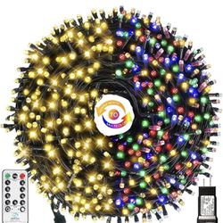 Color Changing Christmas String Lights Outdoor Indoor, 108FT 300 LED Warm White Multicolor Fairy Lights, END to END Connect, Waterproof Christmas Tree