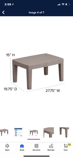 Flash Furniture Light Gray Faux Rattan Coffee Table