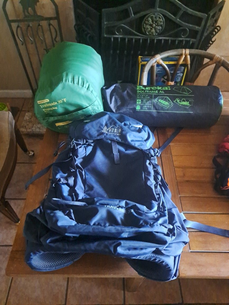 Backpacking/camping Tent, Sleeping Bag, Backpack