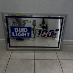 Bud Light NFL 100th Season Football Beer Bar Mirror Man Cave Pub New. Used In Good Condition. Location West Kendall 331  94 . A