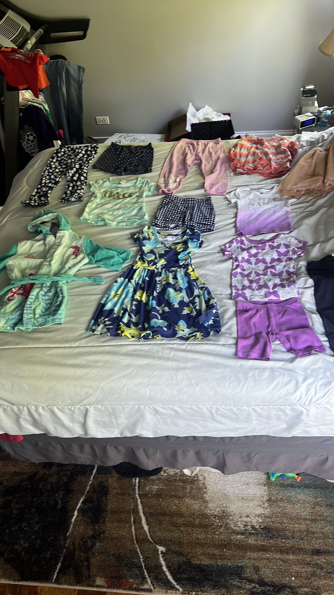 Toddler girl size 3T clothes bundle. Saint eve mermaid swim robe (not real soft but makes great cover up) & blue dress are size 3/4. Carters butterfly