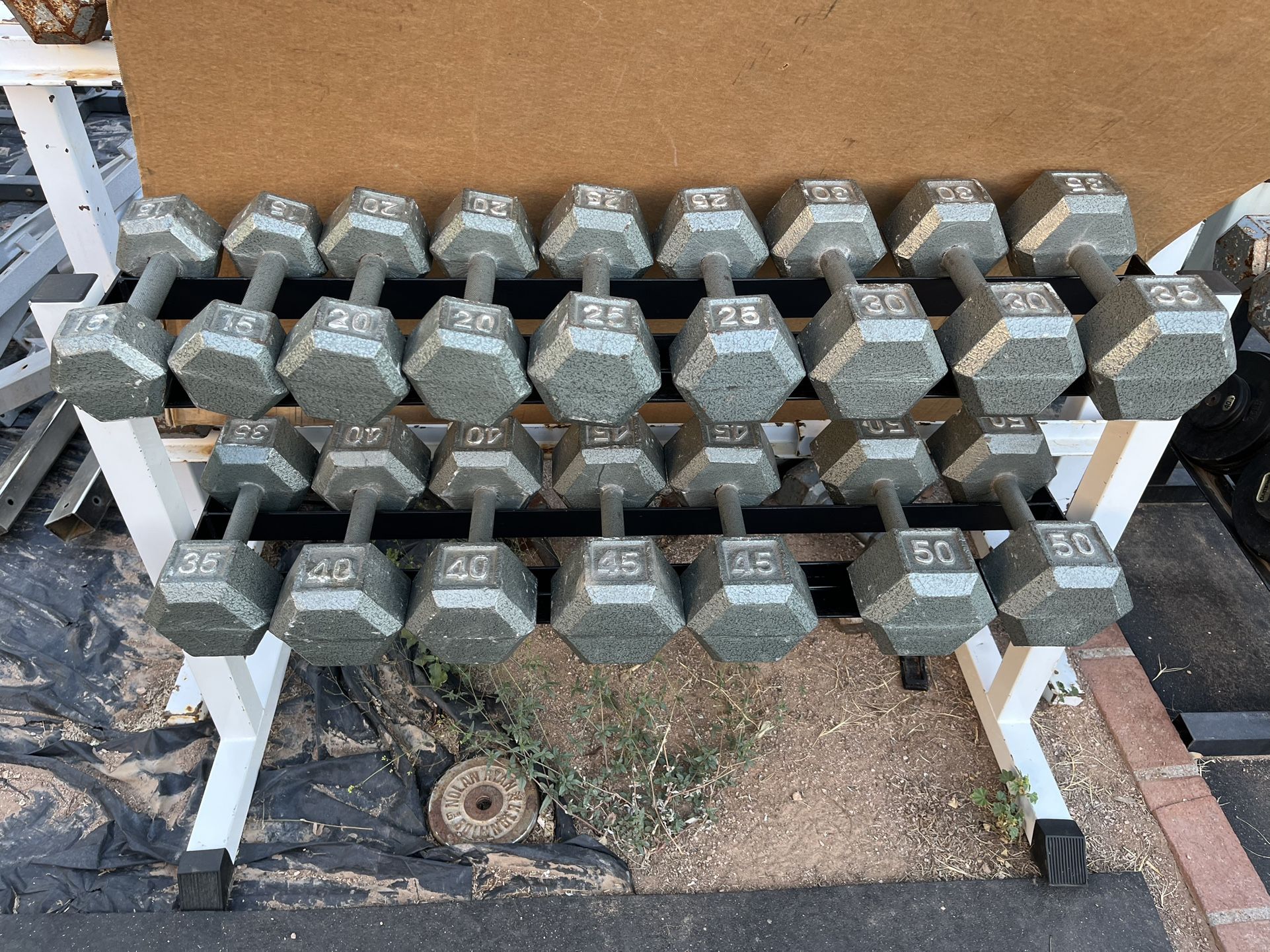 15-50lb Hex Iron Dumbbell Set Weights With Rack 520lbs