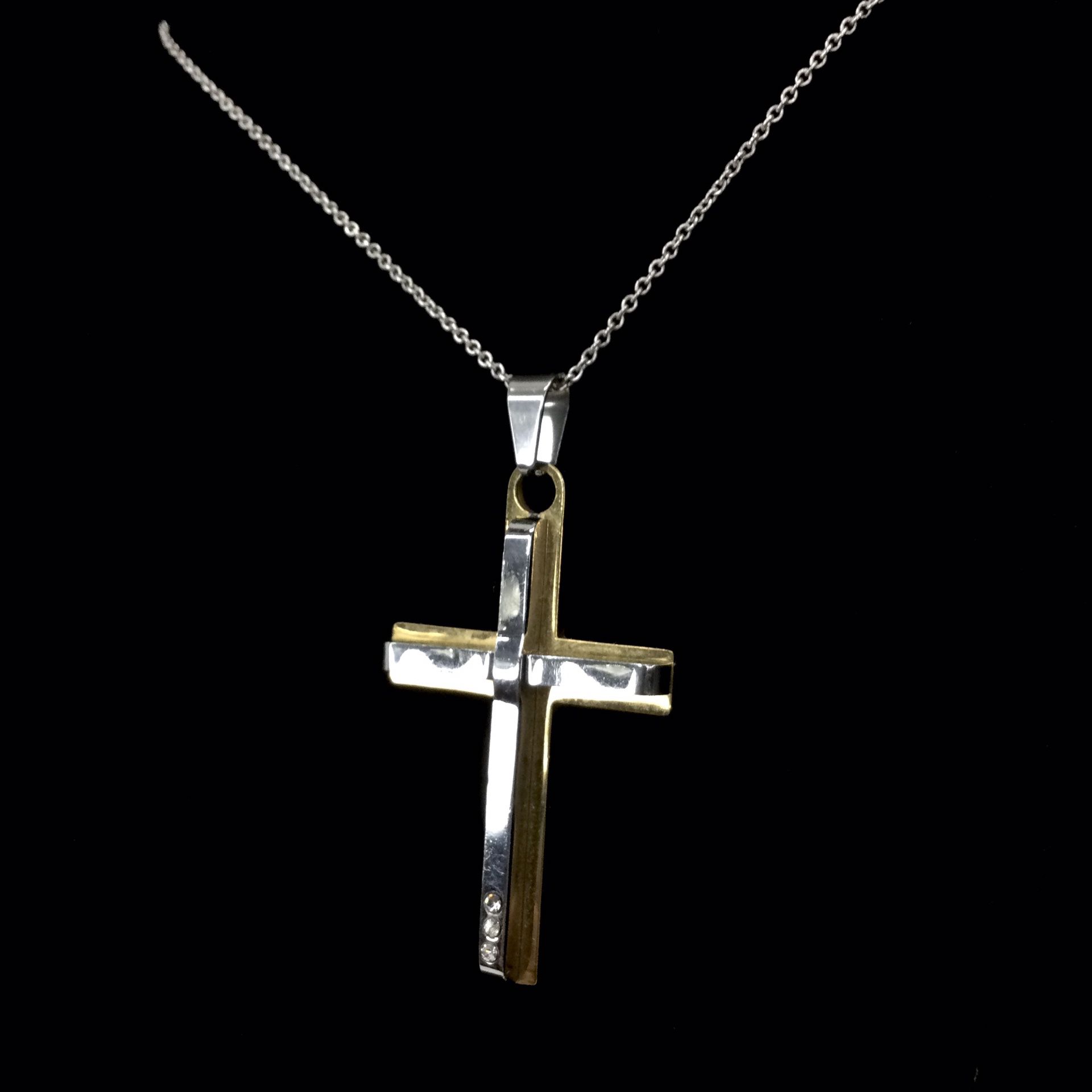 Stainless Steel Cross Pendant Necklace Set 