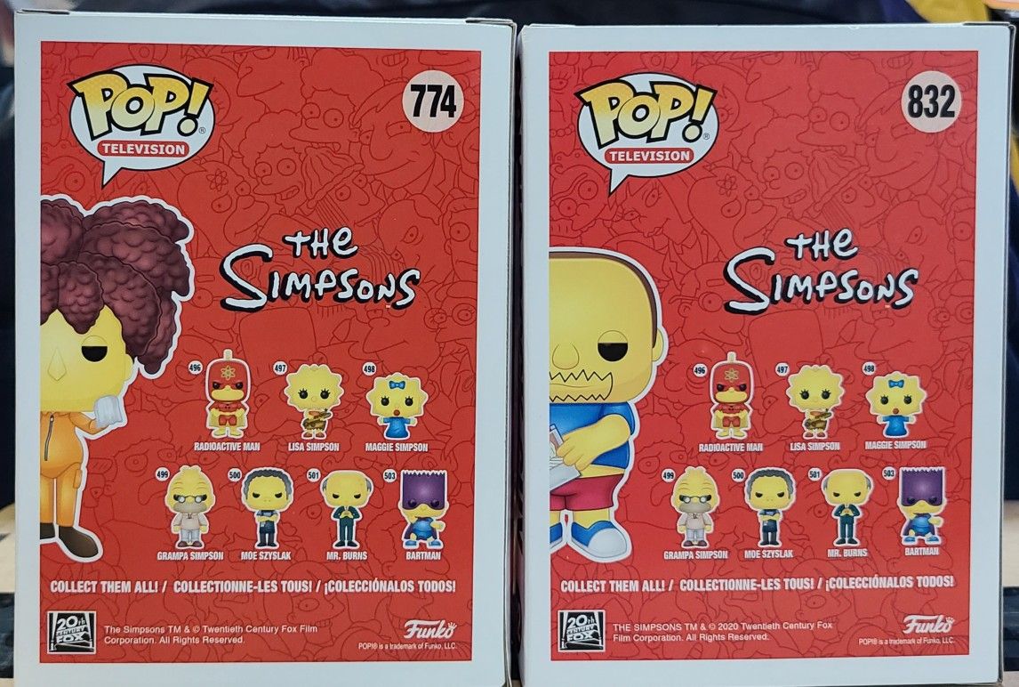 FUNKO: SIDESHOW BOB & COMIC BOOK GUY (EXCLUSIVE BUNDLE) **OFFICIAL '20 NYCC STICKER** 🔥 (PERFECT CONDITION/INCLS PROTECTORS) *AVAILABLE*