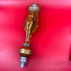 ANGEL CITY BREWERY Double Sided Copper Tone Beer Tap Handle Pub Decor 13"