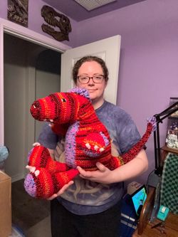 Unique Gift Raptor Dinosaur Dino Handmade Crocheted animal LAYAWAY AVAILABLE