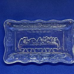 #02 • The Last Supper Miniture Clear Indiana Glass Trays 5.5" x 3.3" All for $10.00