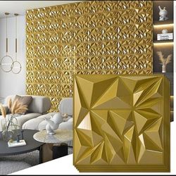 Art3d Textures 3D Wall Panels Antique Gold Diamond Design for Interior Wall Decor Pack of 12 Tiles 