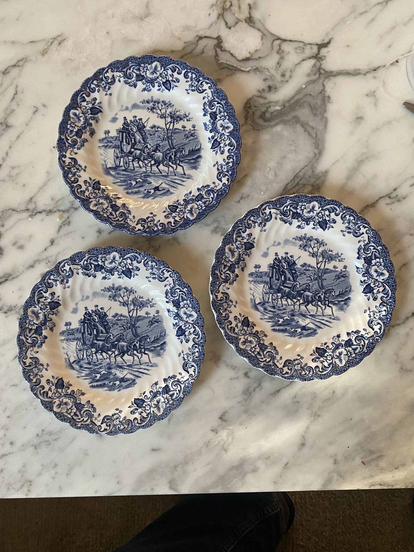 Johnson Brothers, “Coaching Scenes” plates Ironstone, England