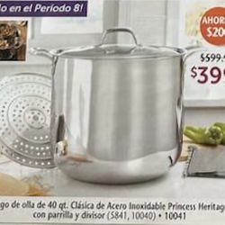 Olla Tamalera 40 Qts Con Dívisores Princess House