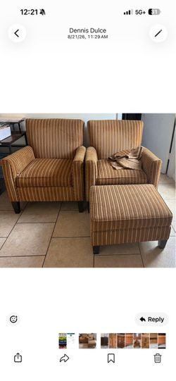 Two arms chairs  and ottoman