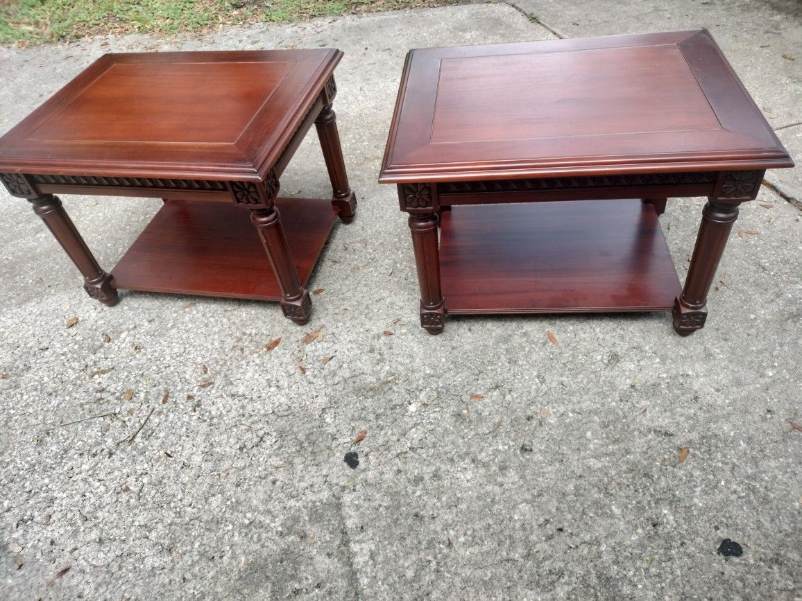 Pair Of Solid Wood Accent Side/End Tables