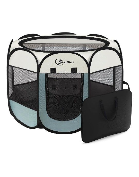 Dog Playpen, Puppy Pet Playpen, Large Dogs Tent Crates Cage Indoor/Outdoor, Portable Pop Up Dog Kennel Playpen with Carrying Case for Dogs/Cats/Rabbit