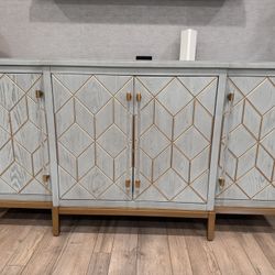 Geometric Grey & Gold Credenza / TV Console (67" Wide)