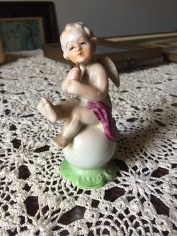 Antique Angel Playing Flute, Made in Japan with Maker's Mark