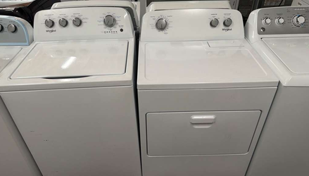 Whirlpool Top Load Washer + Electric Dryer Set – White, Simple Knob Controls