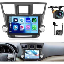 8 Core Android Car Stereo for Toyota Highlander 2008-2013, 10.1" HD Touchscreen for Highlander, Wireless CarPlay/Android Auto, 5G WiFi, GPS, Bluetooth