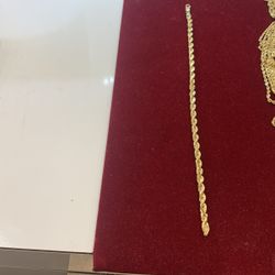 10 k Y GOLD SOLID ROPE CHAIN BRACELET 8 inches 5 Mm Hollow 