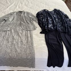 Blue Suit (size 20), Gray Dress (size 22)