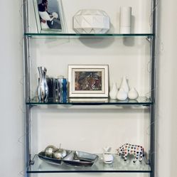 CB2 Tesso Polished Nickel Wall Mount Bookshelf