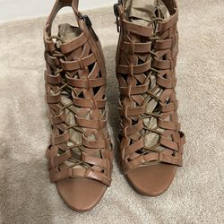 New Leather Sandals With Side Zipper With 3” Heel