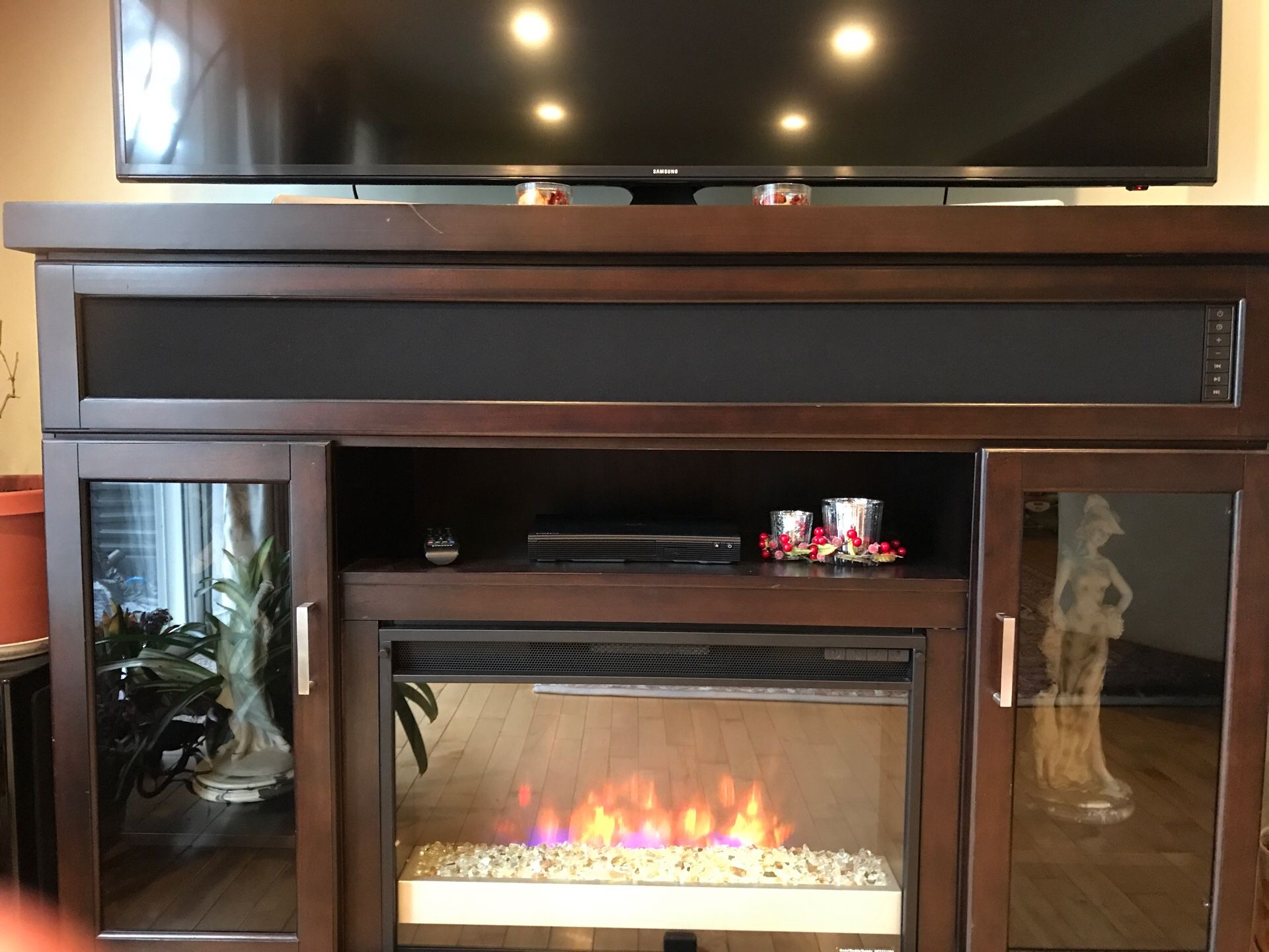 Fireplace TV stand.