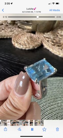 Anillo De Oro Blanco De 18 Kilates Y Topacio Azul,