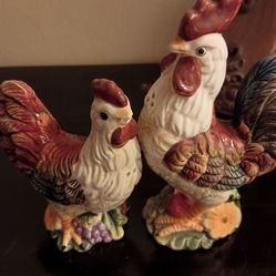Antique Colorful Ceramic Salt & Pepper Shakers.