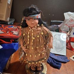 Porcelain Native American Doll