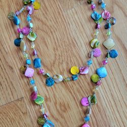 Multi Colored Glass Pieces Necklace And Bracelets