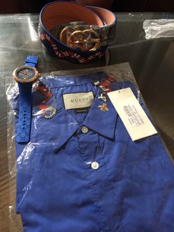 Gucci shirt watch and Belt