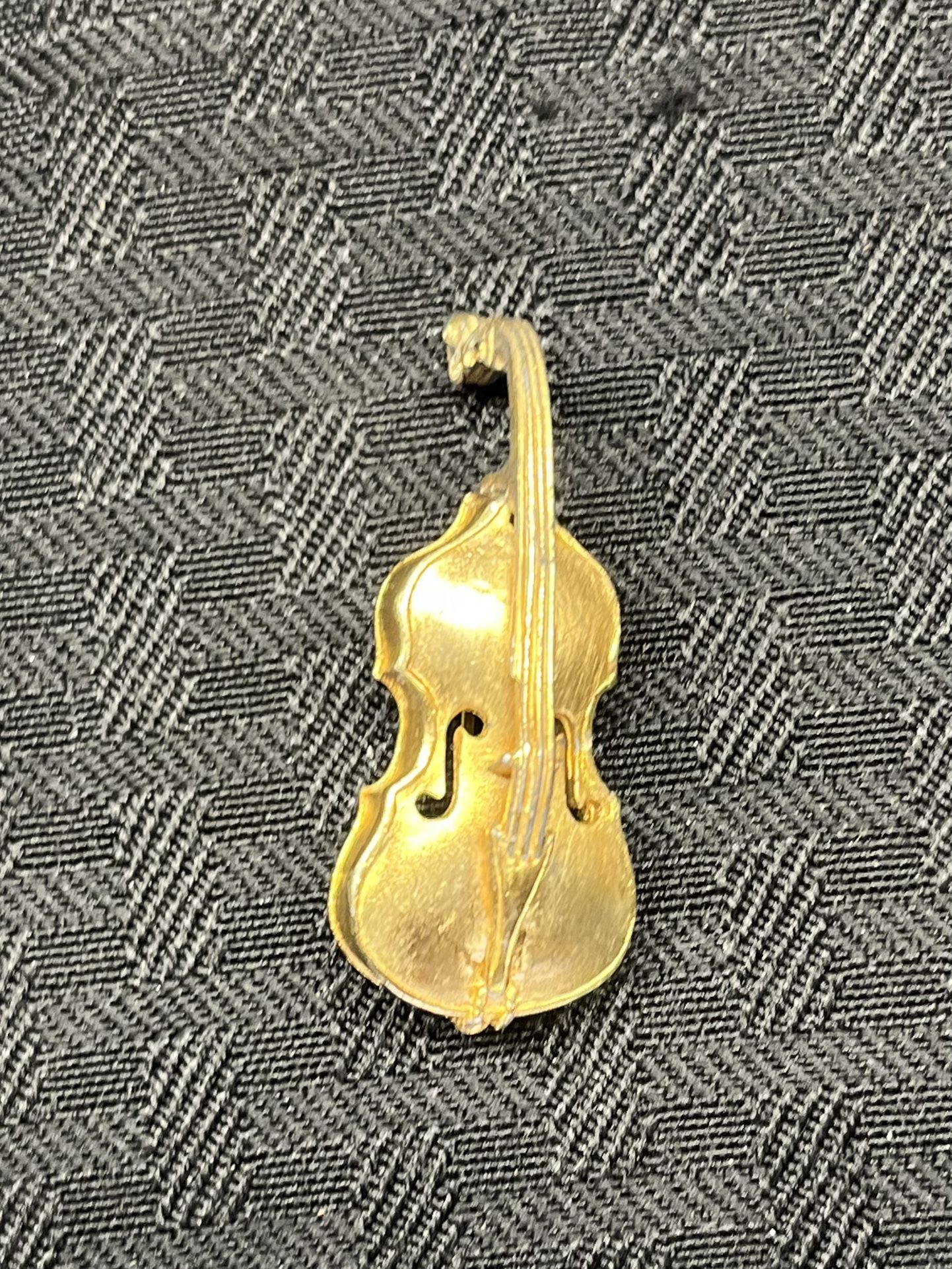 Vintage Gold Tone Violin Brooch Pin 