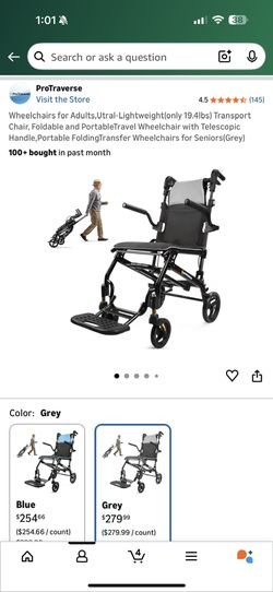 CC - Utral-Lightweight(only 19.4lbs) Transport Chair