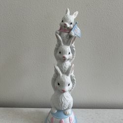 28” Beautiful Easter Stacked Bunny Figurine