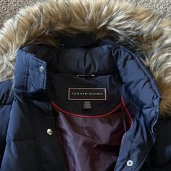 Tommy Hilfiger Plush Jacket With Fur Around Top Of Hat 