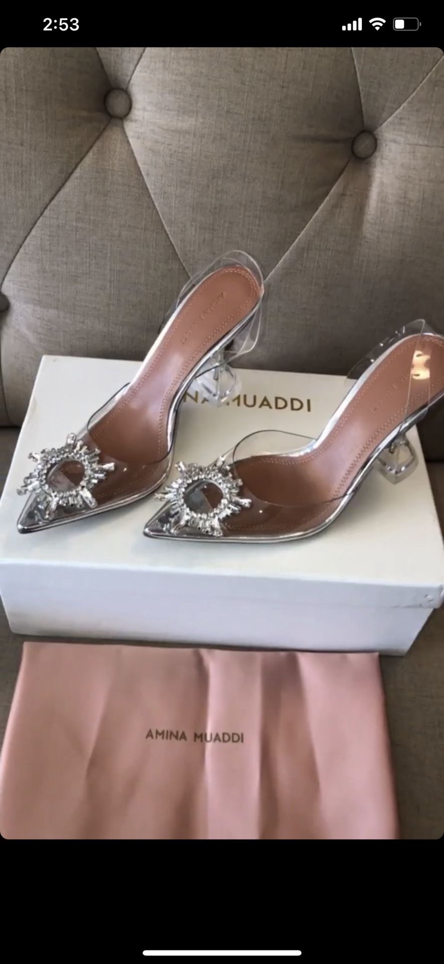 Clear Heels For Sale! One Missing Stone-  Not Really Noticeable Eu 40 - US 8 -8.5