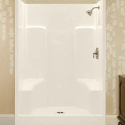 50% OFF - Aquatic AcrylX 48"x35" Alcove Shower Kit w/ Seats Center Drain White